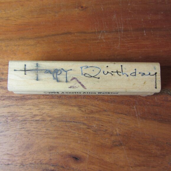 rubber stamp happy birthday 1994 print works annette allen watkins (W4649) - Picture 1 of 5